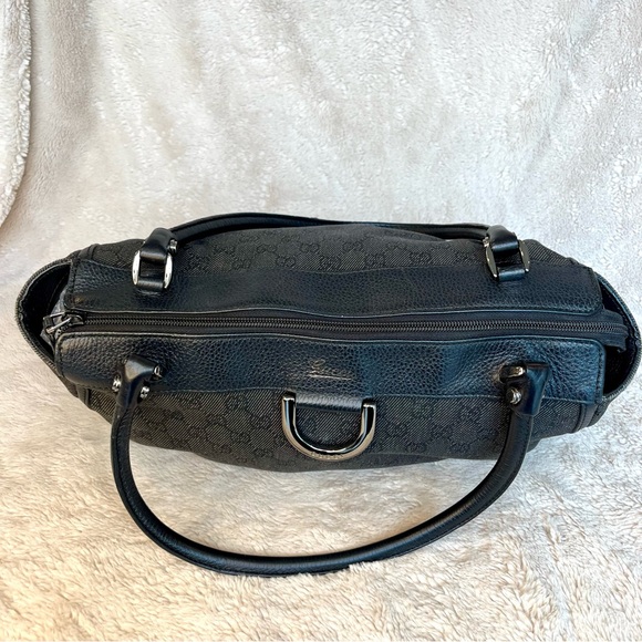 Gucci Abbey Black Denim Canvas Satchel Shoulder Bag - Picture 9 of 17